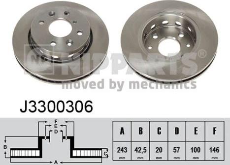 Nipparts J3300306 - Тормозной диск autospares.lv