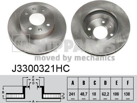 Nipparts J3300321HC - Тормозной диск autospares.lv