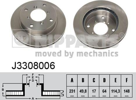 Nipparts J3308006 - Тормозной диск autospares.lv