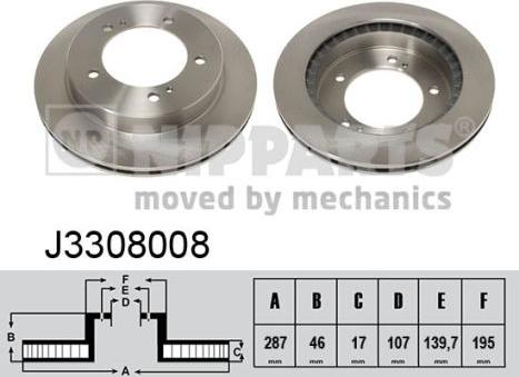 Nipparts J3308008 - Тормозной диск autospares.lv