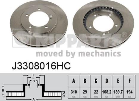 Nipparts J3308016HC - Тормозной диск autospares.lv