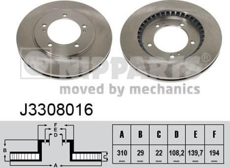 Nipparts J3308016 - Тормозной диск autospares.lv