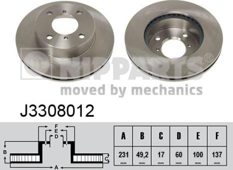 Nipparts J3308012 - Тормозной диск autospares.lv