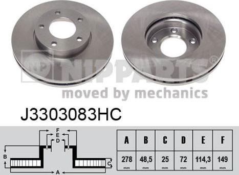 Nipparts J3303083HC - Тормозной диск autospares.lv