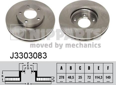 Nipparts J3303083 - Тормозной диск autospares.lv