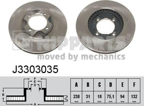 Nipparts J3303035 - Тормозной диск autospares.lv