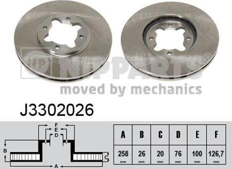 Nipparts J3302026 - Тормозной диск autospares.lv