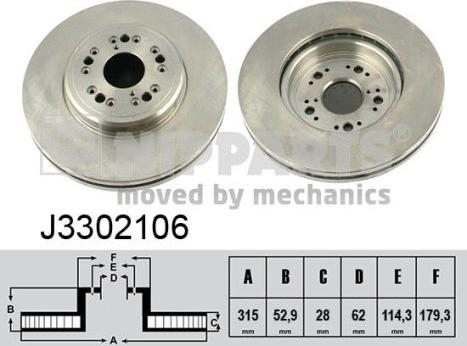 Nipparts J3302106 - Тормозной диск autospares.lv