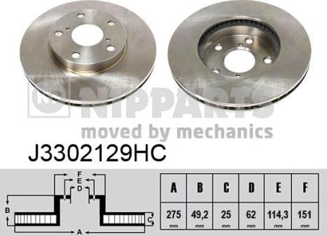 Nipparts J3302129HC - Тормозной диск autospares.lv