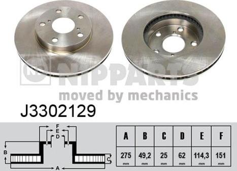 Nipparts J3302129 - Тормозной диск autospares.lv