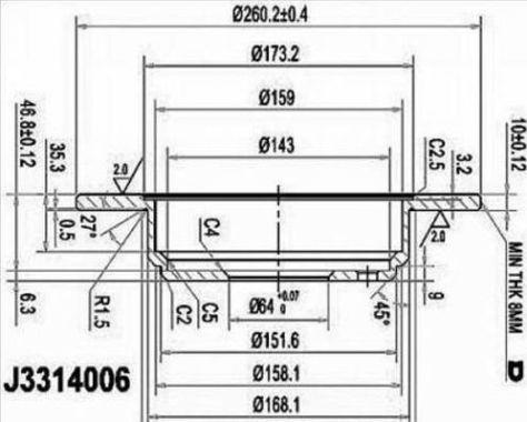 Nipparts J3314006 - Тормозной диск autospares.lv