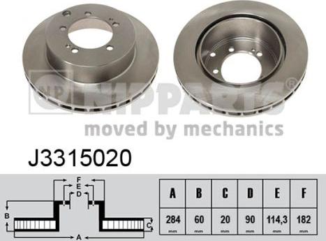 Nipparts J3315020 - Тормозной диск autospares.lv