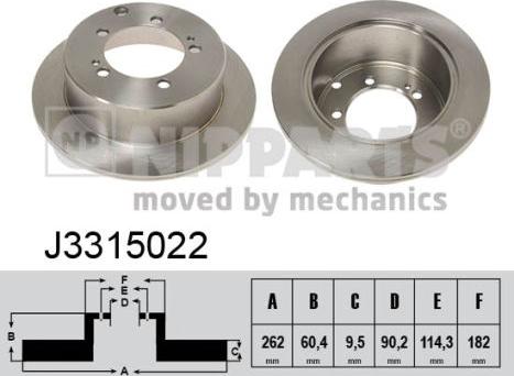 Nipparts J3315022 - Тормозной диск autospares.lv