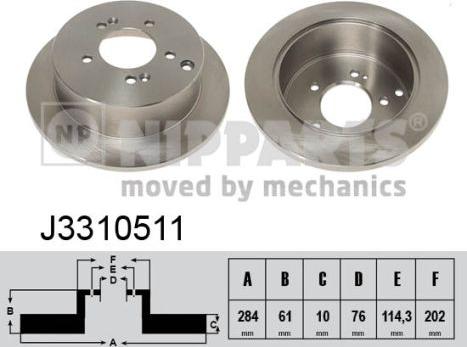 Nipparts J3310511 - Тормозной диск autospares.lv