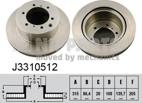 Nipparts J3310512 - Тормозной диск autospares.lv