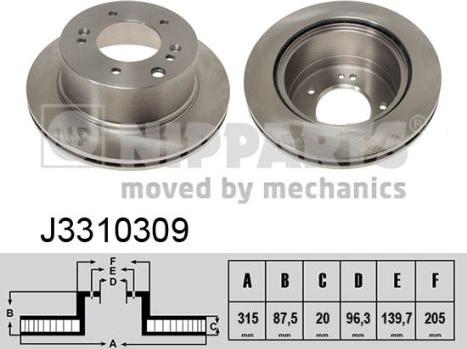 Nipparts J3310309 - Тормозной диск autospares.lv