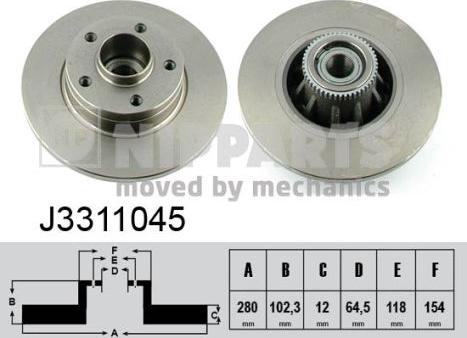 Nipparts J3311045 - Тормозной диск autospares.lv