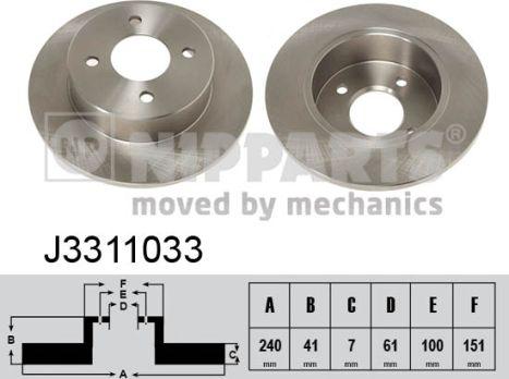 Nipparts J3311033 - Тормозной диск autospares.lv