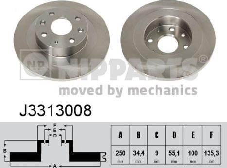 Nipparts J3313008 - Тормозной диск autospares.lv