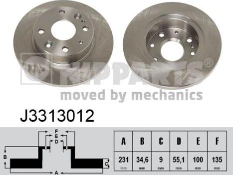 Nipparts J3313012 - Тормозной диск autospares.lv