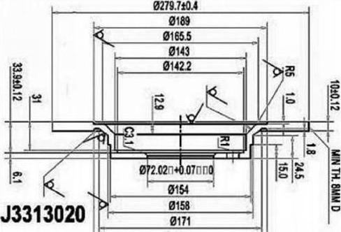 Nipparts J3313020 - Тормозной диск autospares.lv