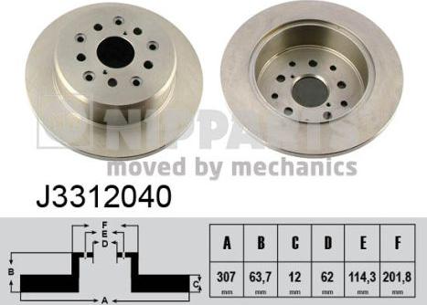 Nipparts J3312040 - Тормозной диск autospares.lv