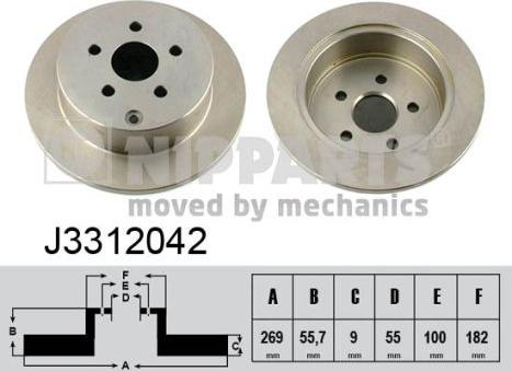 Nipparts J3312042 - Тормозной диск autospares.lv