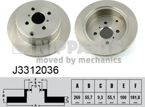 Nipparts J3312036 - Тормозной диск autospares.lv