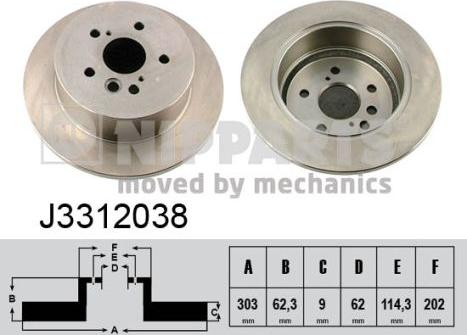 Nipparts J3312038 - Тормозной диск autospares.lv