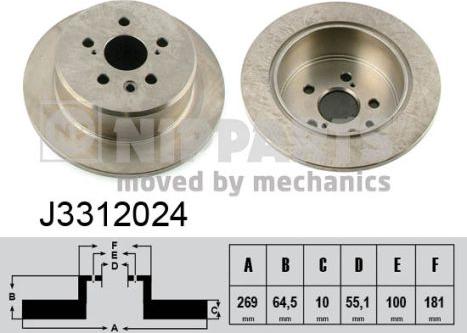 Nipparts J3312024 - Тормозной диск autospares.lv