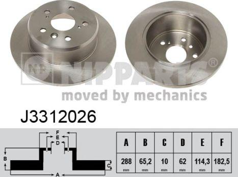 Nipparts J3312026 - Тормозной диск autospares.lv