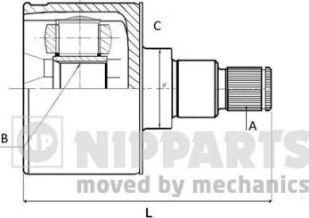 Nipparts N2830503 - Шарнирный комплект, ШРУС, приводной вал autospares.lv