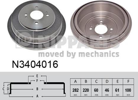 Nipparts N3404016 - Тормозной барабан autospares.lv