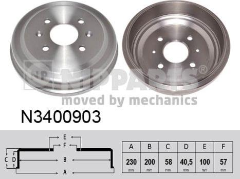 Nipparts N3400903 - Тормозной барабан autospares.lv