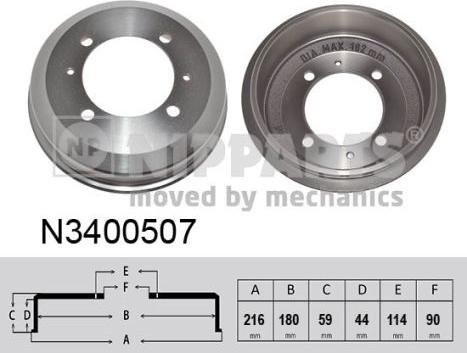 Nipparts N3400507 - Тормозной барабан autospares.lv