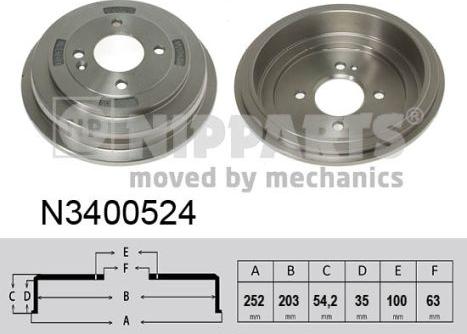 Nipparts N3400524 - Тормозной барабан autospares.lv