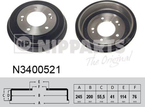 Nipparts N3400521 - Тормозной барабан autospares.lv