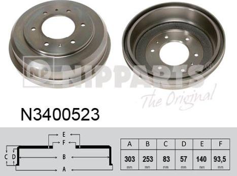 Nipparts N3400523 - Тормозной барабан autospares.lv