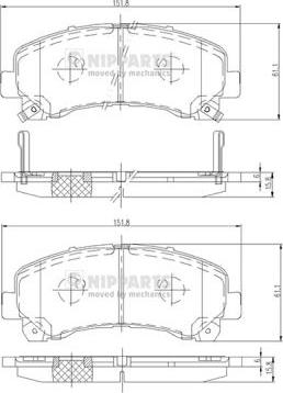 Nipparts N3609011 - Тормозные колодки, дисковые, комплект autospares.lv