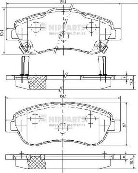 Nipparts N3604066 - Тормозные колодки, дисковые, комплект autospares.lv