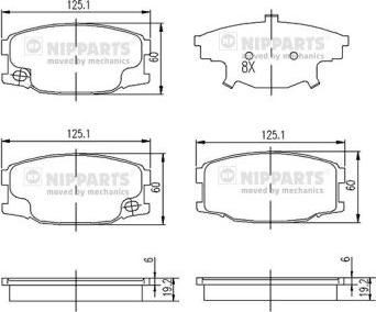 Nipparts N3605054 - Тормозные колодки, дисковые, комплект autospares.lv