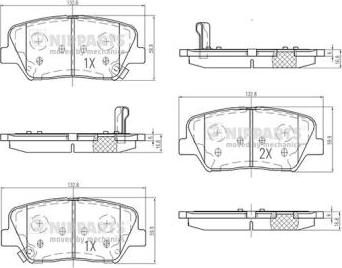 Nipparts N3600554 - Тормозные колодки, дисковые, комплект autospares.lv