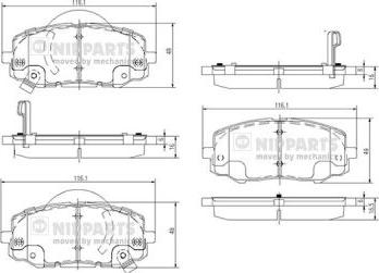 Nipparts N3600552 - Тормозные колодки, дисковые, комплект autospares.lv