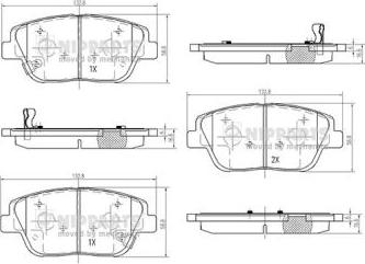 Nipparts N3600334 - Тормозные колодки, дисковые, комплект autospares.lv