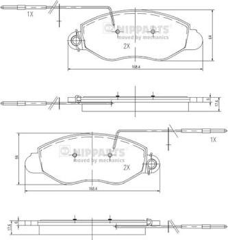 Nipparts N3601104 - Тормозные колодки, дисковые, комплект autospares.lv