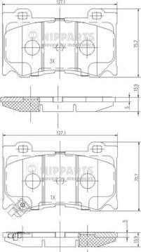 Nipparts N3601107 - Тормозные колодки, дисковые, комплект autospares.lv