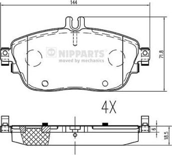 Nipparts N3601114 - Тормозные колодки, дисковые, комплект autospares.lv