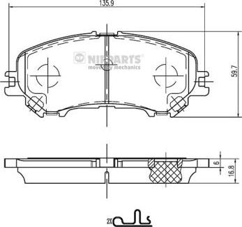 Nipparts N3601111 - Тормозные колодки, дисковые, комплект autospares.lv