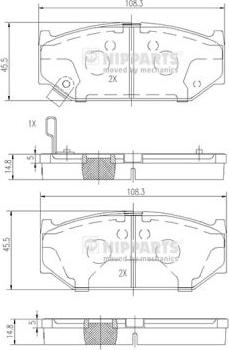 Nipparts N3608031 - Тормозные колодки, дисковые, комплект autospares.lv