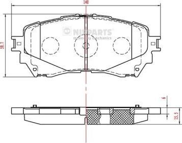 Nipparts N3603074 - Тормозные колодки, дисковые, комплект autospares.lv